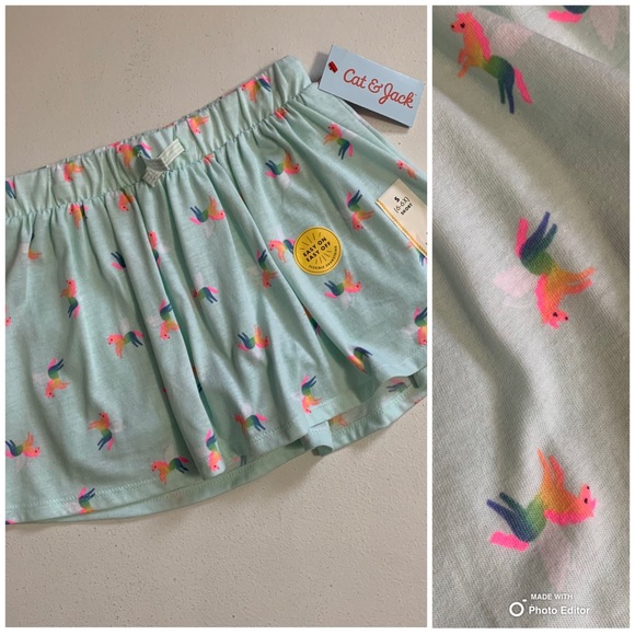 🍉3/$15🍉 Cat & Jack Girl’s Mint Green Unicorn Skort Size Small (6-6X) NWT - Picture 1 of 11